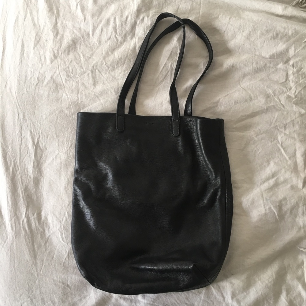 Baggu black leather tote bag